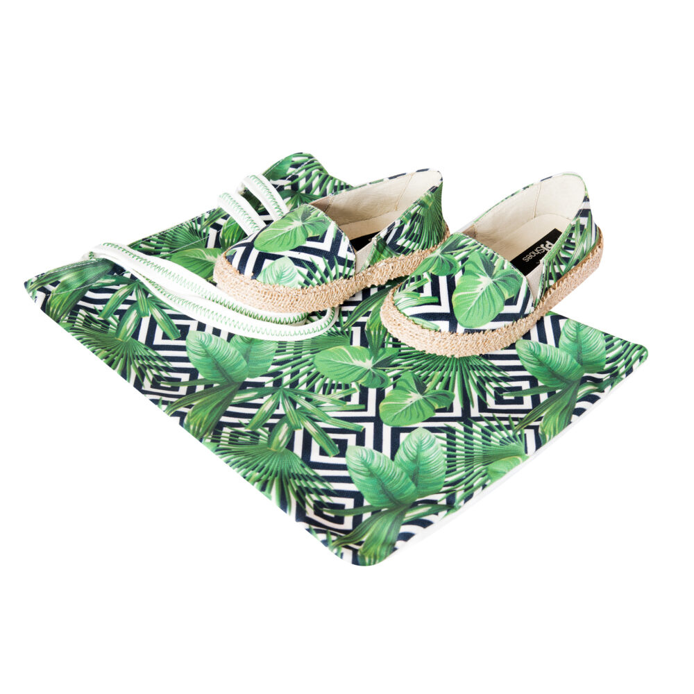 Espadrile pentru copii din textil printat cu talpa acoperita cu iuta Jungle Black