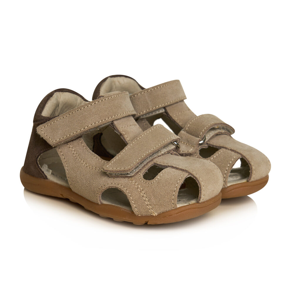 Sandale pentru copii din piele cu talonet talpa ultra flexibila Mario bej01