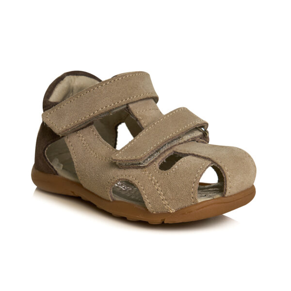 Sandale pentru copii din piele cu talonet talpa ultra flexibila Mario bej01
