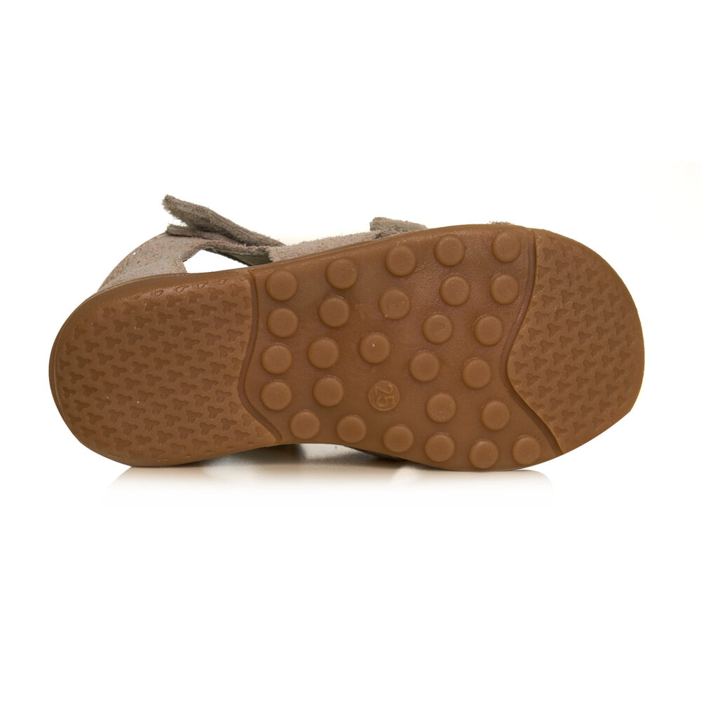 Sandale pentru copii din piele cu talonet talpa ultra flexibila Mara print bej