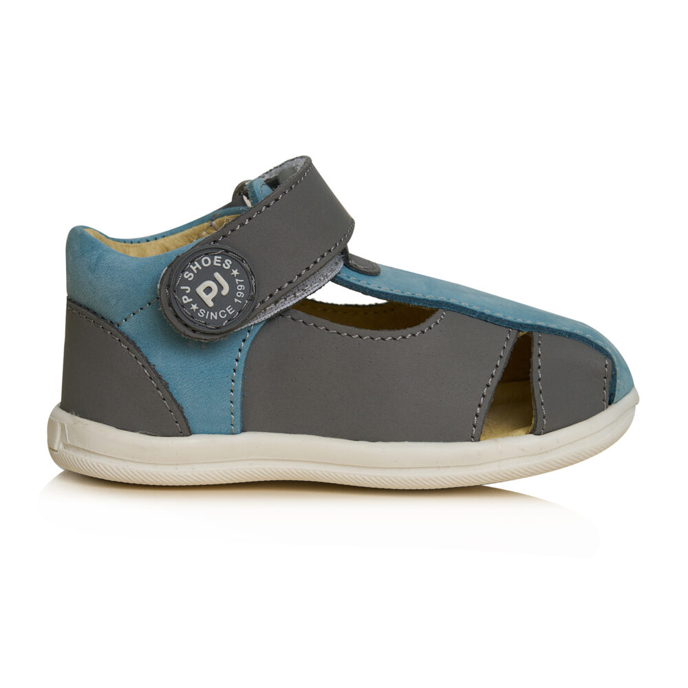 Pantofi decupati din piele cu talonet Pablo02 blu