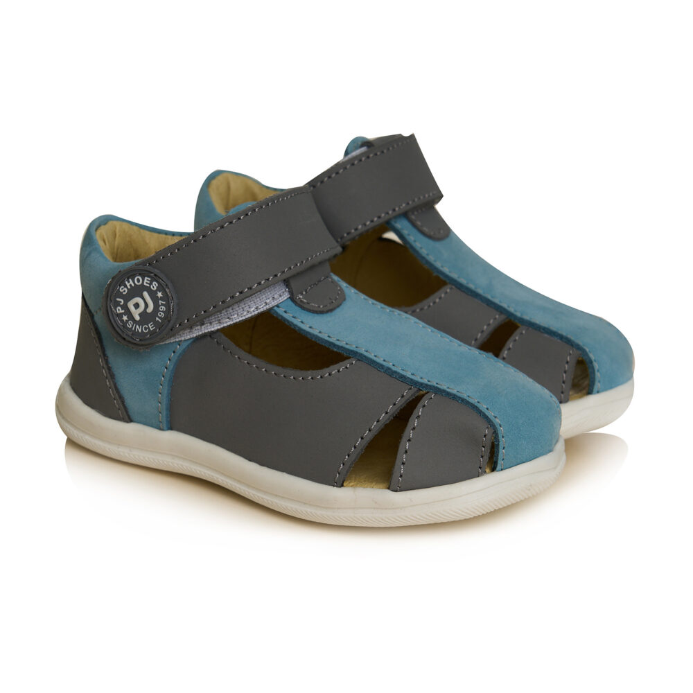 Pantofi decupati din piele cu talonet Pablo02 blu