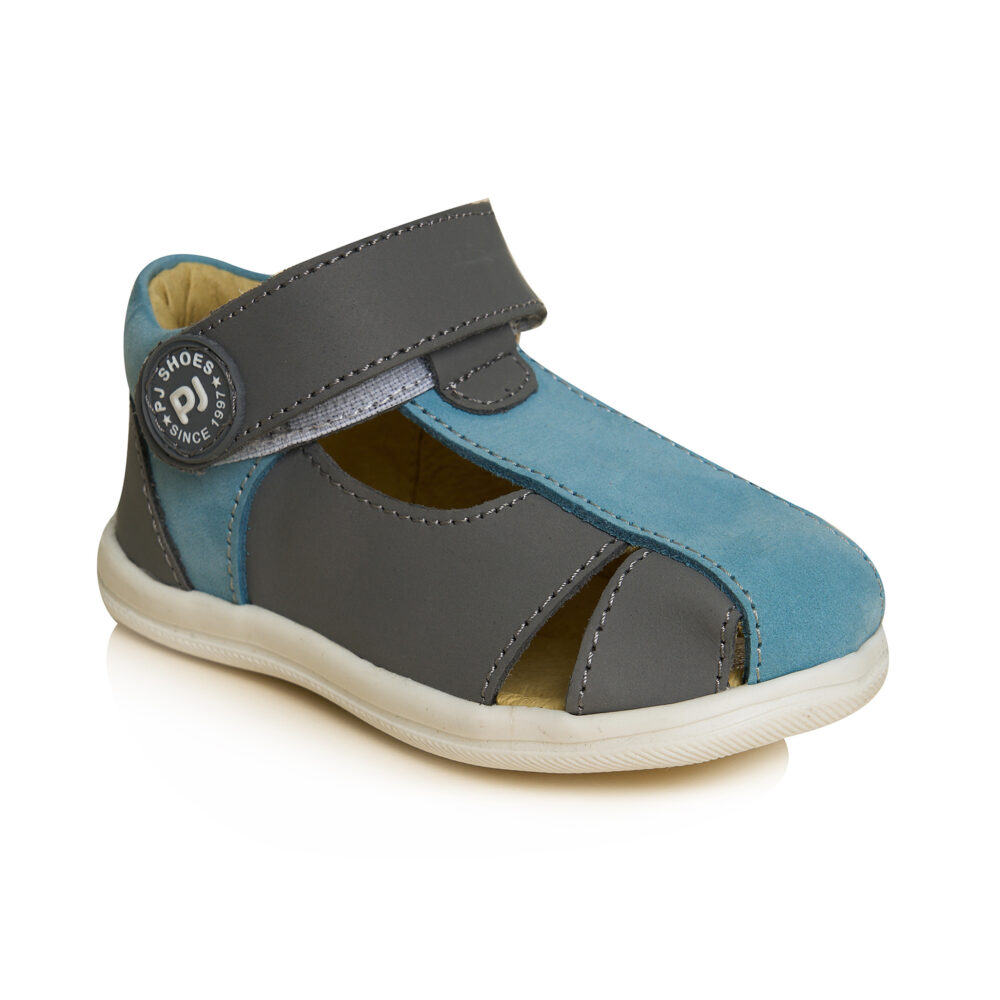 Pantofi decupati din piele cu talonet Pablo02 blu