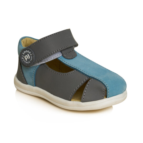 Pantofi decupati din piele cu talonet Pablo02 blu