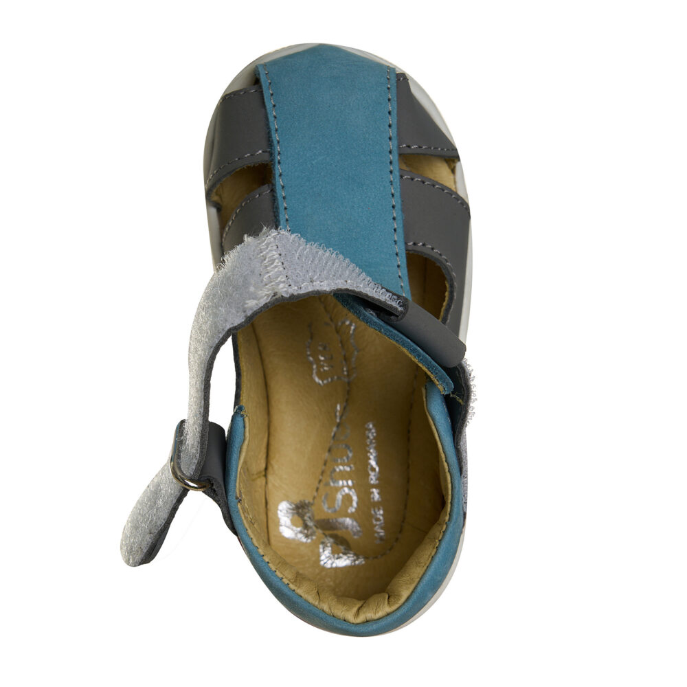 Pantofi decupati din piele cu talonet Pablo02 blu