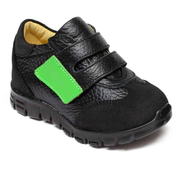 Pantofi copii sport din piele cu talpa flexibila si talonet Tokyo negru