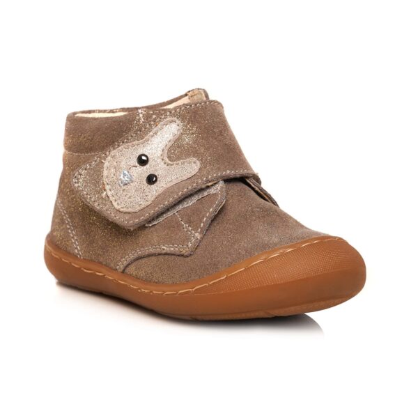 Pantofiori copii din piele cu talpa flexibila si talonet Teddy cappucino