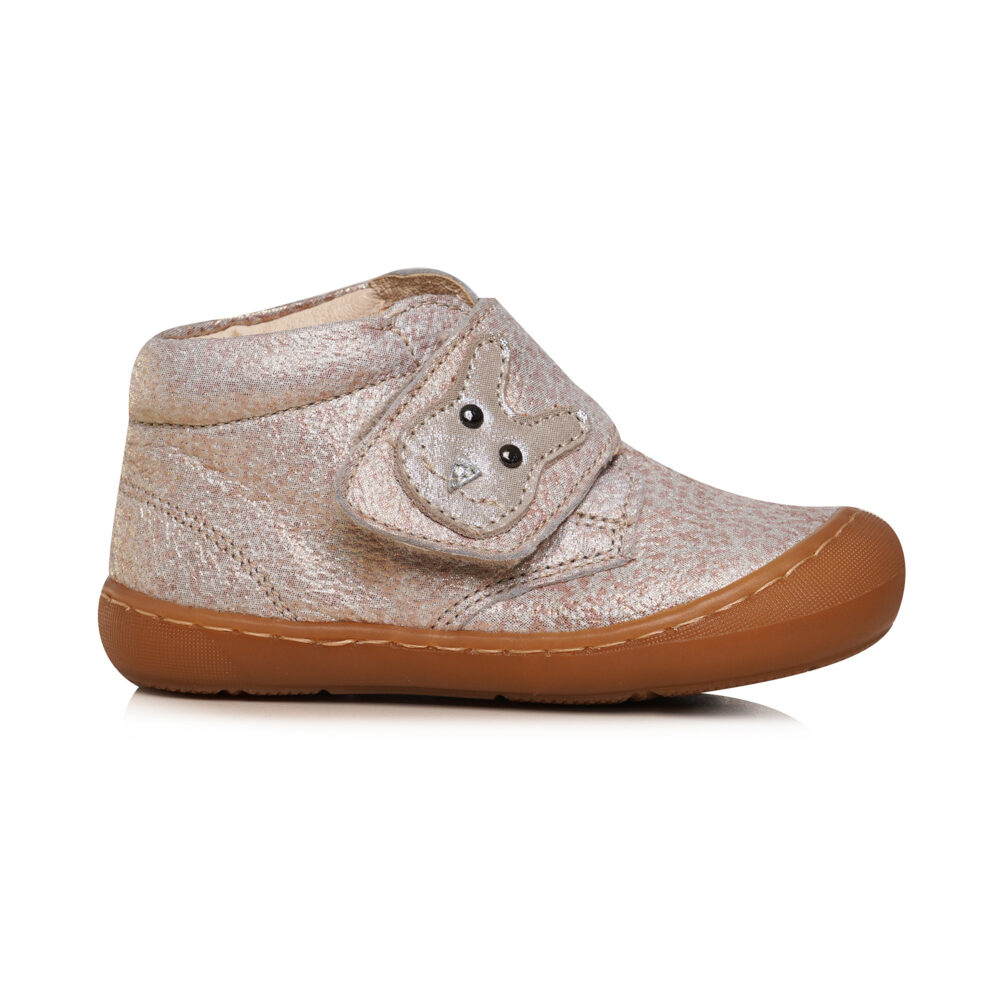 Pantofiori copii din piele cu talpa flexibila si talonet Teddy print