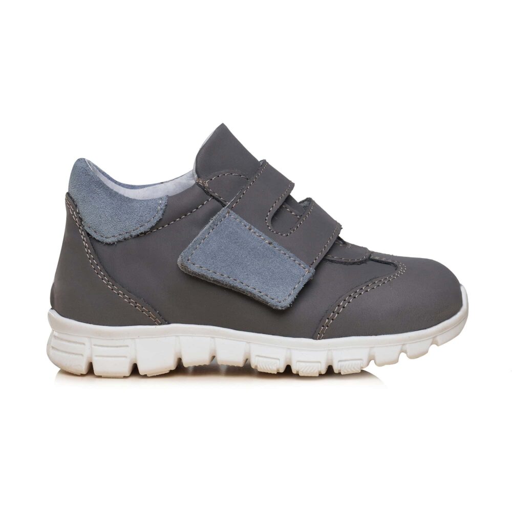 Pantofi copii sport din piele cu talpa flexibila si talonet Tokyo gri