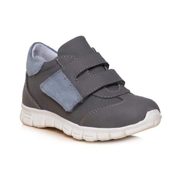 Pantofi copii sport din piele cu talpa flexibila si talonet Tokyo gri