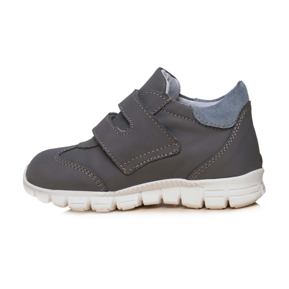 Pantofi copii sport din piele cu talpa flexibila si talonet Tokyo gri