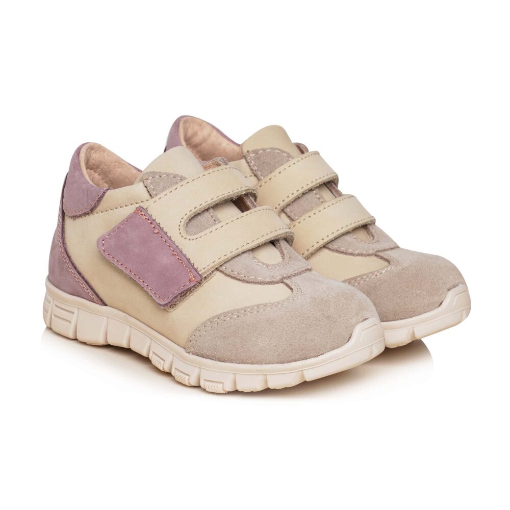 Pantofi copii din piele cu talpa ultra flexibila si talonet Tokyo lila