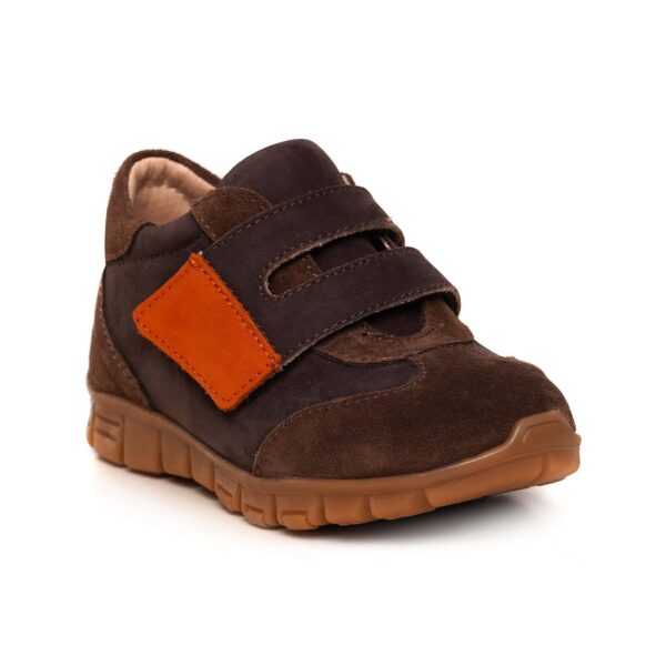 Pantofi copii sport din piele cu talpa flexibila si talonet Tokyo maro 01