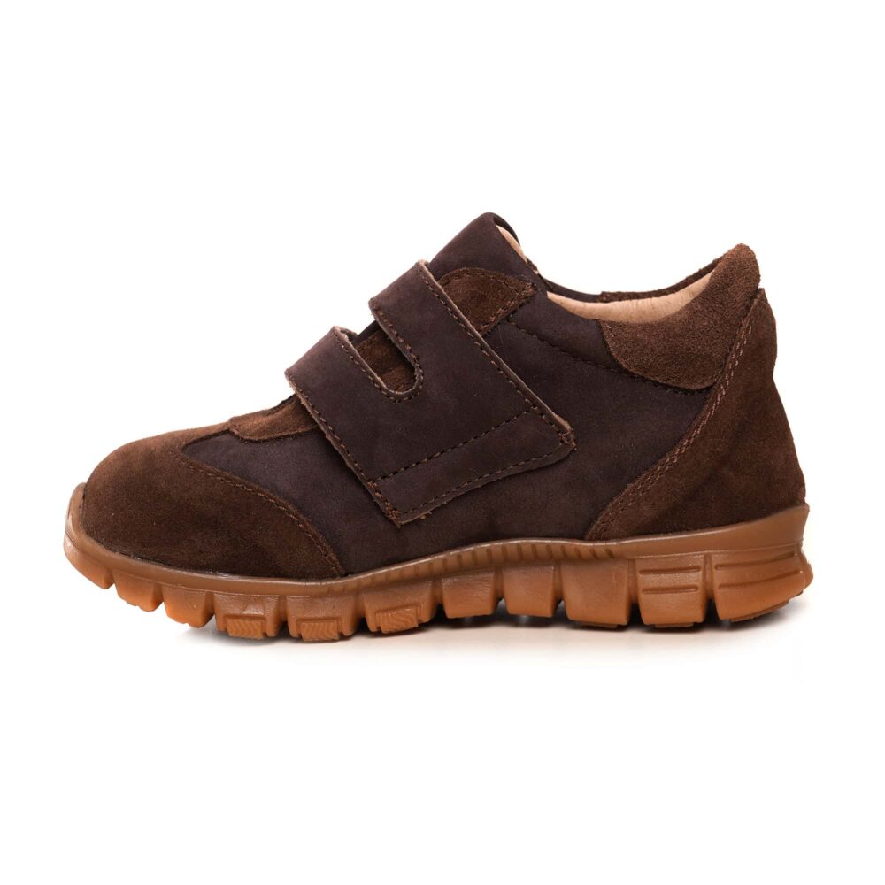 Pantofi copii sport din piele cu talpa flexibila si talonet Tokyo maro 01
