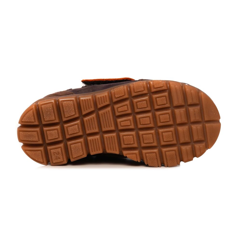 Pantofi copii sport din piele cu talpa flexibila si talonet Tokyo maro 01