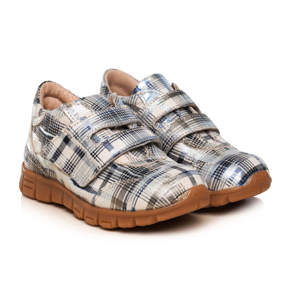 Adidasi copii din piele cu talpa ultra flexibila si talonet Tokyo print