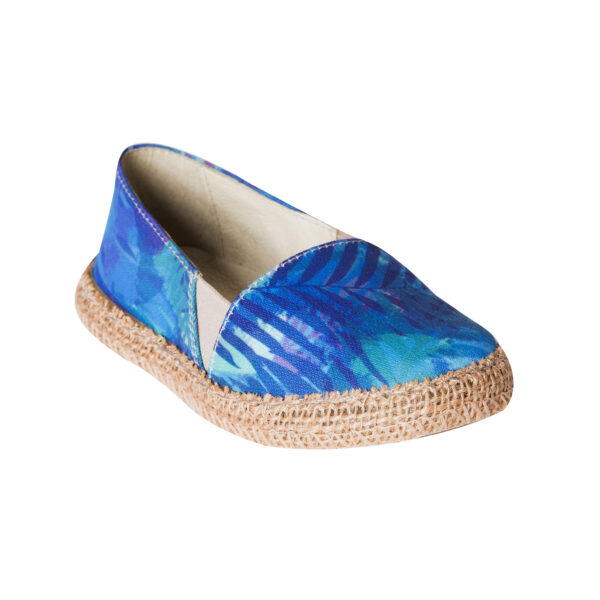 Espadrile pentru copii din textil printat cu talpa acoperita cu iuta Blu