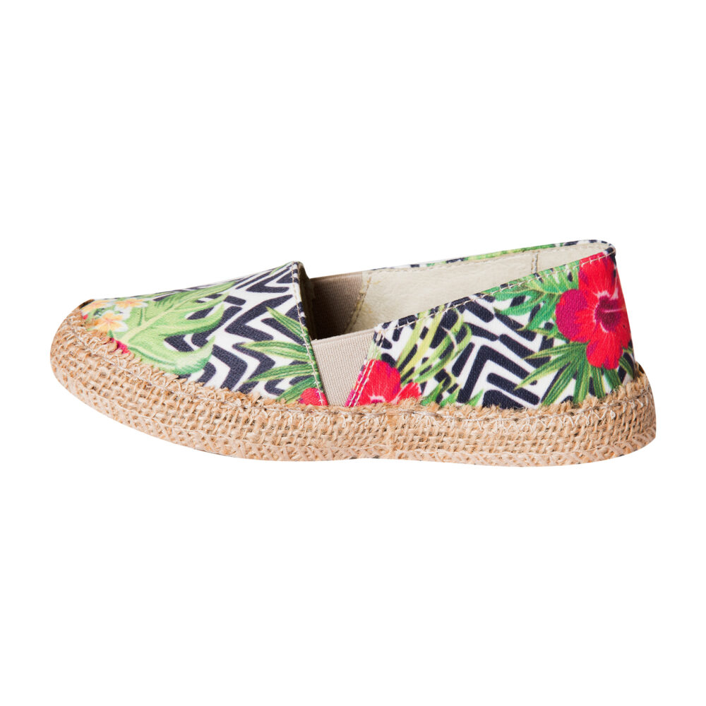 Espadrile pentru copii din textil printat cu talpa acoperita cu iuta Tropical Print