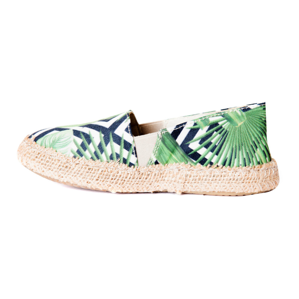Espadrile pentru copii din textil printat cu talpa acoperita cu iuta Jungle Black