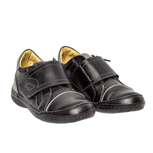 Pantofi băieți din piele naturală – Model Goal Negru | Perfect pentru școală și joacă
