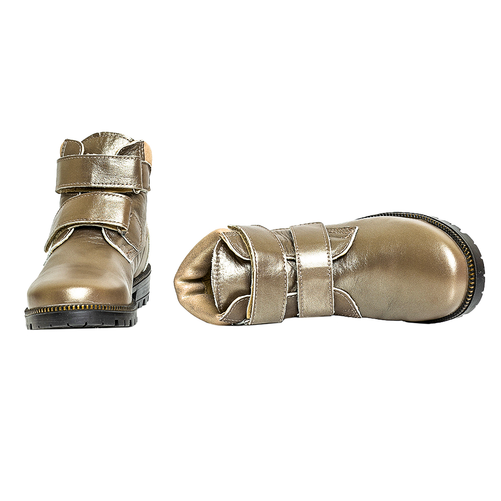 Ghete pentru fete din piele naturala Luca03 bronz