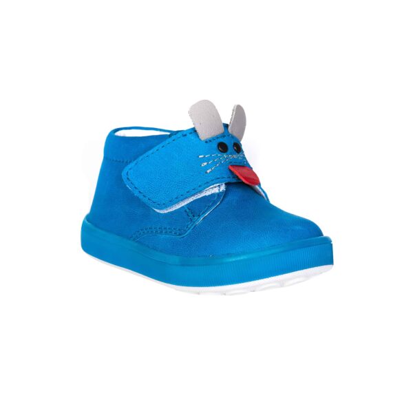 Pantofiori copii din piele cu talpa flexibila si talonet Lucky blu