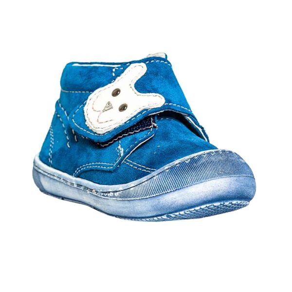 Pantofi din piele cu talpa flexibila si talonet Teddy blu velur