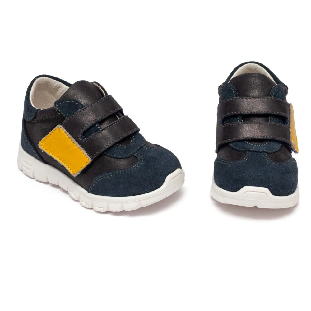 Pantofi copii sport din piele cu talpa flexibila si talonet Tokyo blu