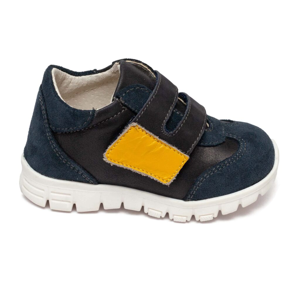 Pantofi copii sport din piele cu talpa flexibila si talonet Tokyo blu