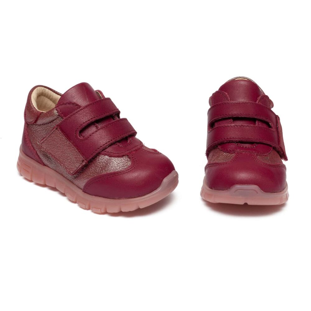 Adidasi copii din piele cu talpa ultra flexibila si talonet Tokyo bordo