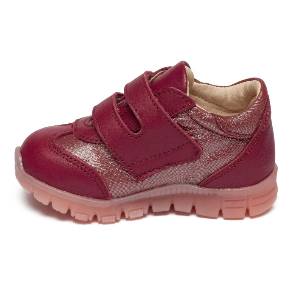 Adidasi copii din piele cu talpa ultra flexibila si talonet Tokyo bordo