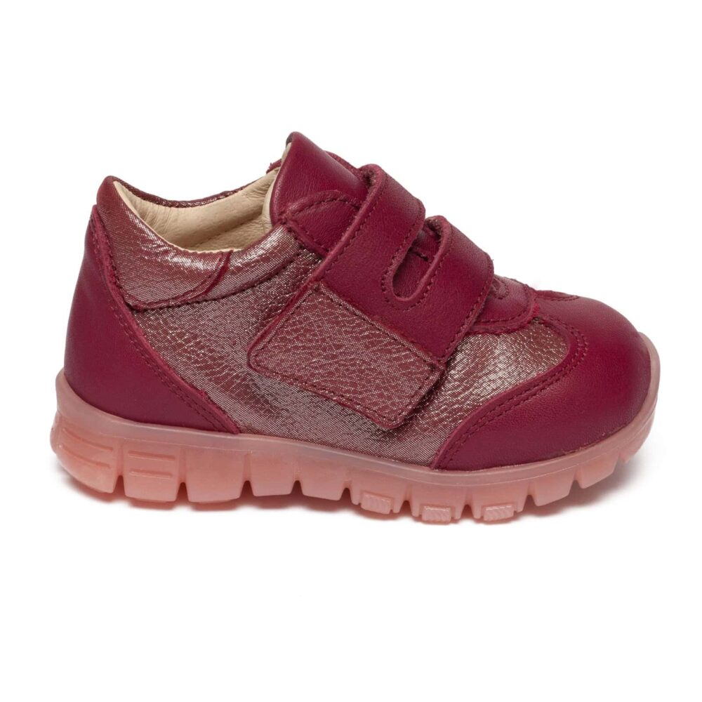 Adidasi copii din piele cu talpa ultra flexibila si talonet Tokyo bordo