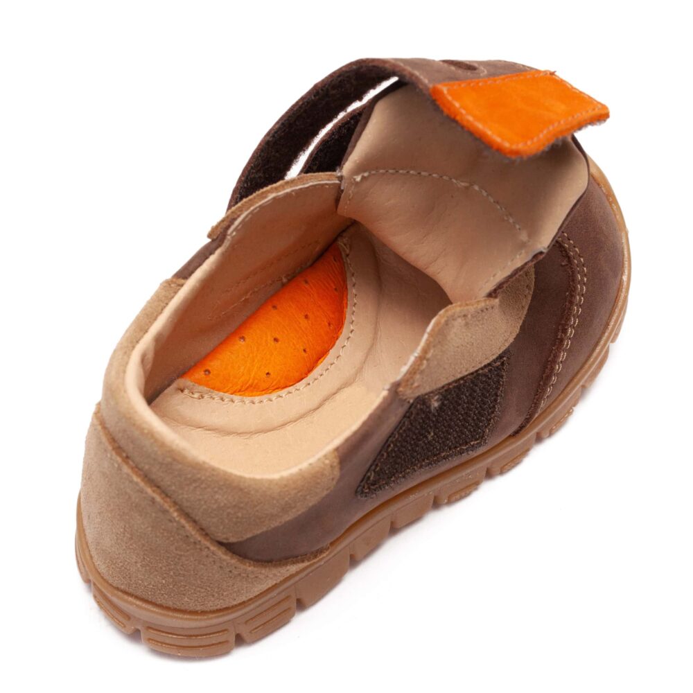 Pantofi copii sport din piele cu talpa flexibila si talonet Tokyo camel 1