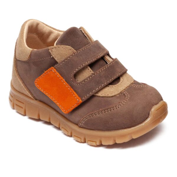 Pantofi copii sport din piele cu talpa flexibila si talonet Tokyo camel 1